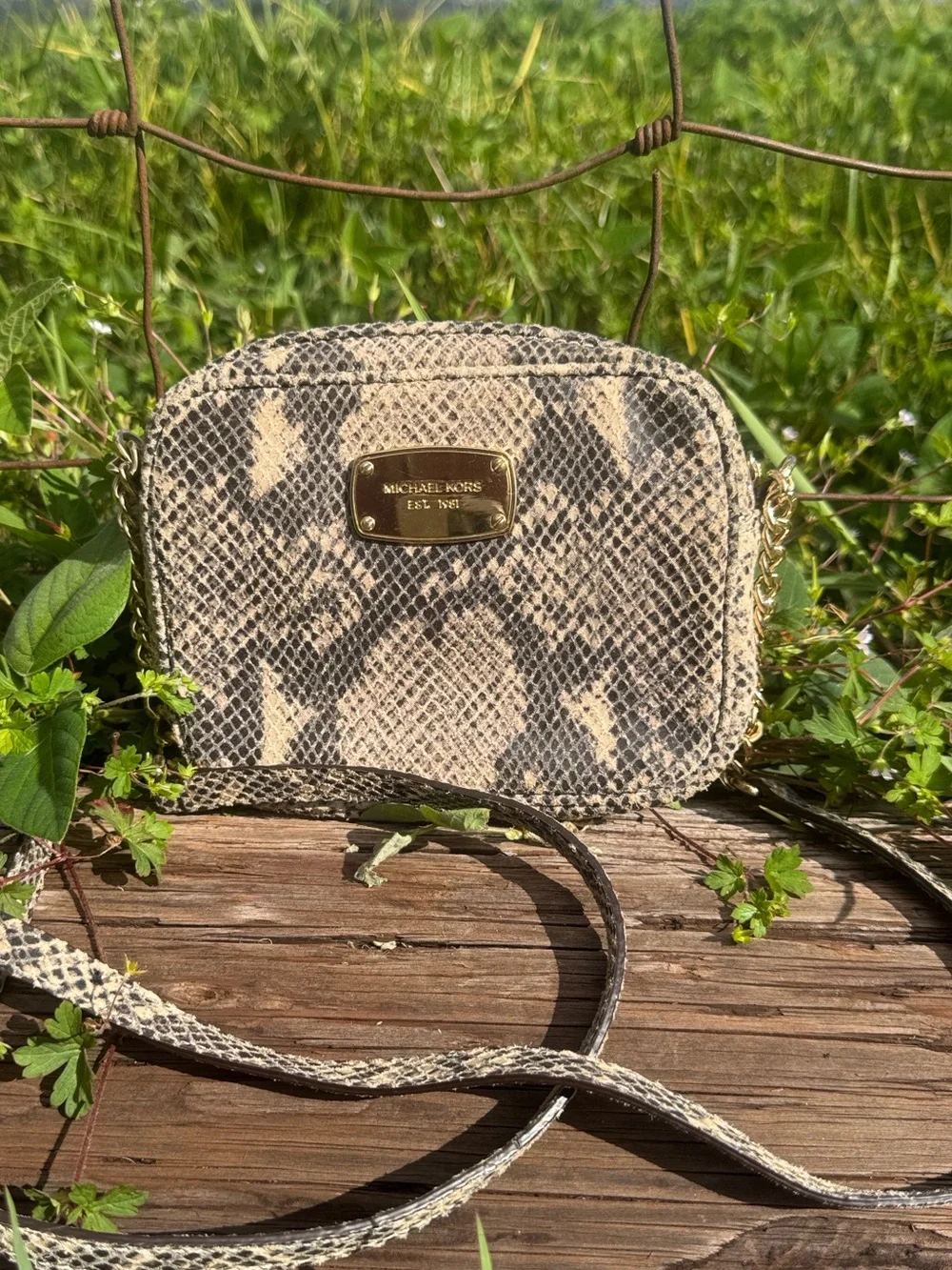 Michael Kors Snakeskin print Chain detail Small going out Crossbody bag